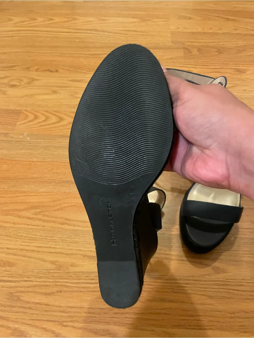 H by Halston Women’s Navy Blue Ankle Velcro Strap Wedge Sandals